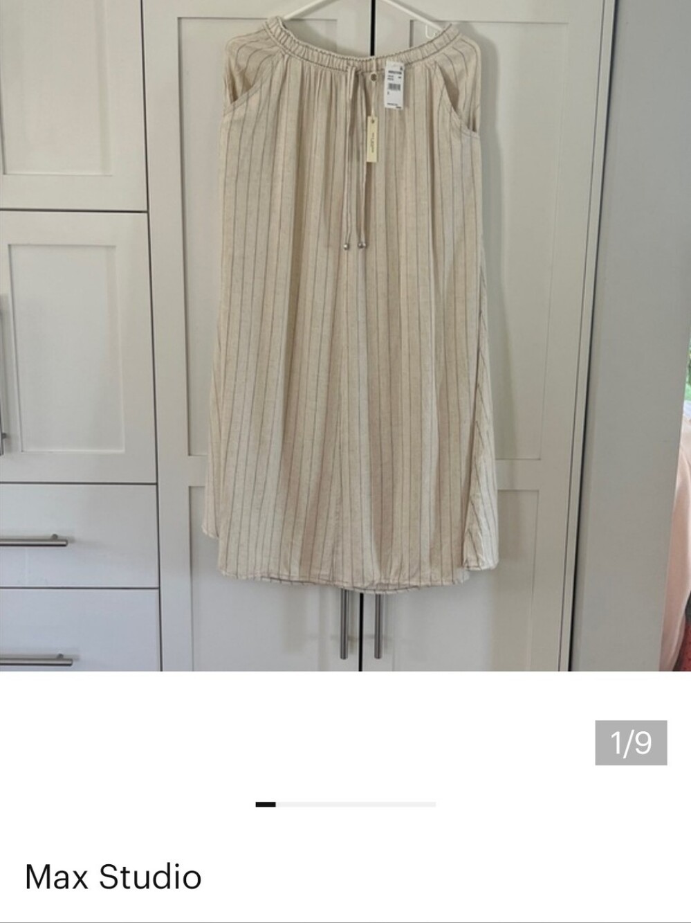 Max Studio Neutral Striped Maxi Skirt in Beige